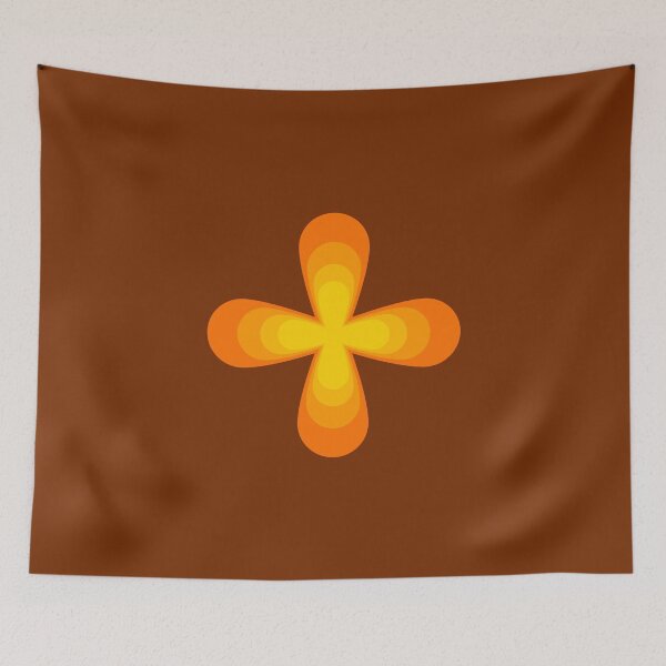 Item preview, Retro 70s abstract orange and yellow cross designed and sold by Andrew Orchard Design.