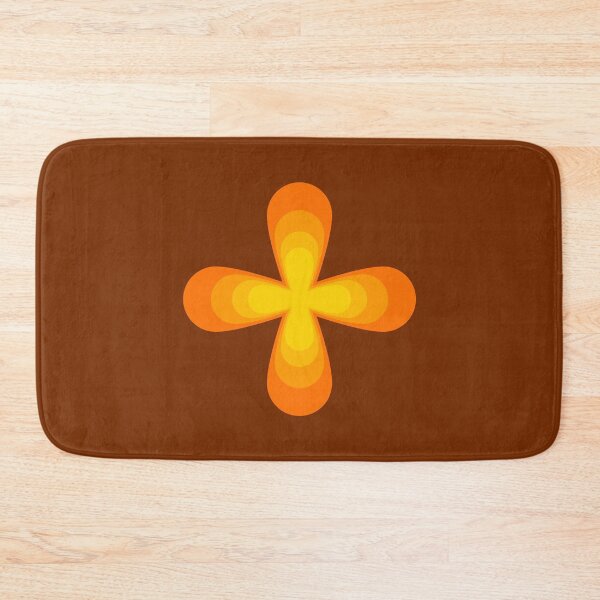 Item preview, Retro 70s abstract orange and yellow cross designed and sold by Andrew Orchard Design.