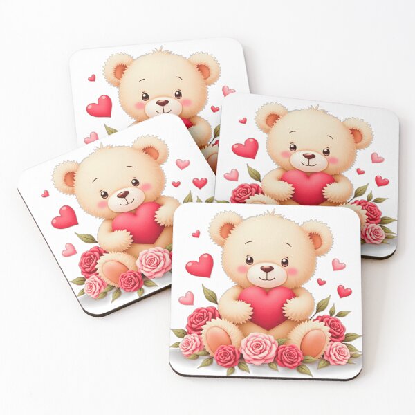 Item preview, adorable cute teddy bear with hearts and roses designed and sold by nicnacc.