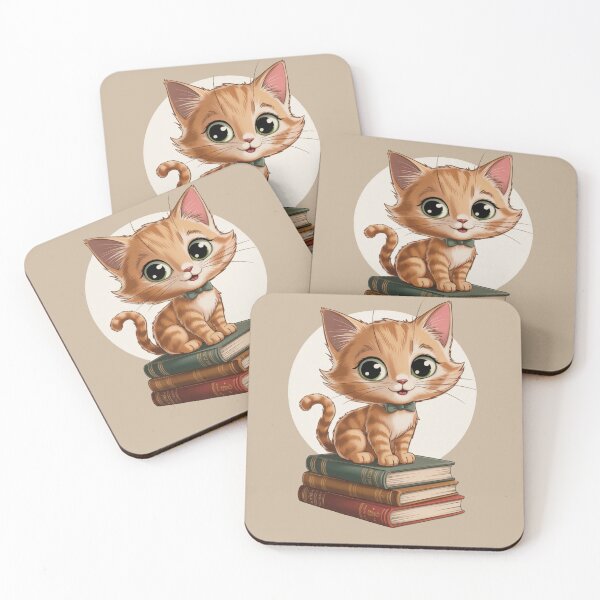 Item preview, Cute Bookish Cat – Adorable Orange Kitten Sitting on Books designed and sold by Tidarat-27.