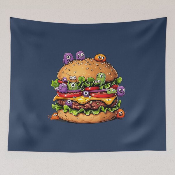 Item preview, Little Monsters Halloween Burger | Spooky Cute Foodie Kawaii Design designed and sold by petpuppymania.