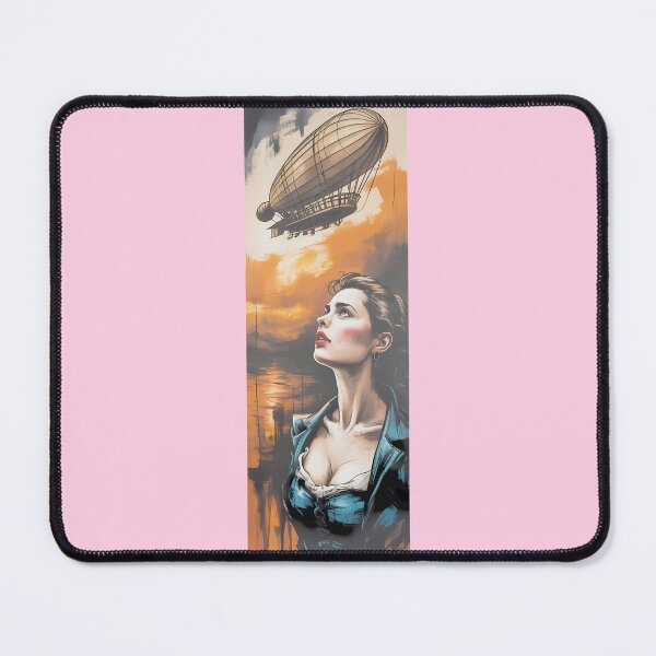 Item preview, Steampunk Lady & Airship Sunset Portrait By Merch, Limited Edition designed and sold by HERIBERTOMARTHA.