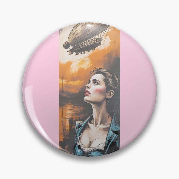 Item preview, Steampunk Lady & Airship Sunset Portrait By Merch, Limited Edition designed and sold by HERIBERTOMARTHA.