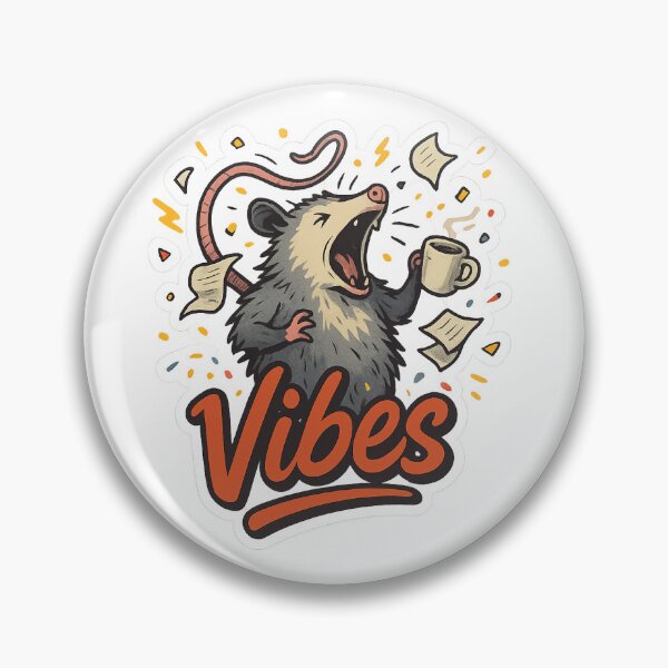 Item preview, Vibes — Screaming Opossum with Mug (Morning Meltdown)  designed and sold by BadaBingBear.