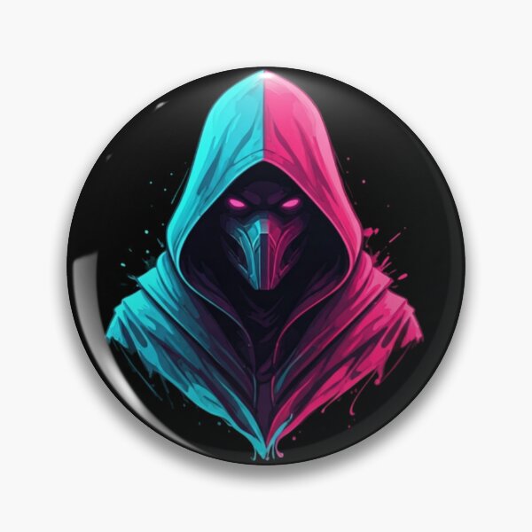 Item preview, Neon Hooded Figure – Cyberpunk Glitch Art in Fuchsia and Cyan on Black Background designed and sold by PixelVibe782.