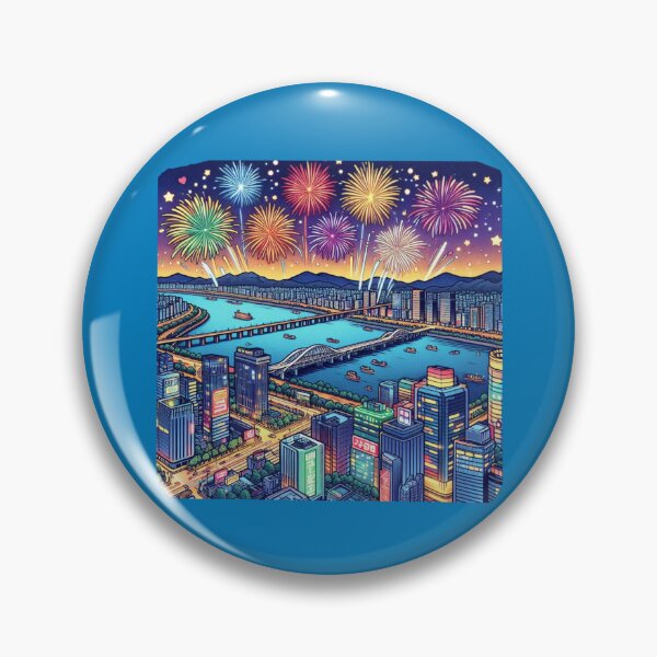 Item preview, Han River Fireworks – 3D Cute Comic Sketch ,  designed and sold by PaintMeWorld.