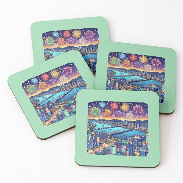 Item preview, Han River Fireworks – 3D Cute Comic Sketch ,  designed and sold by PaintMeWorld.