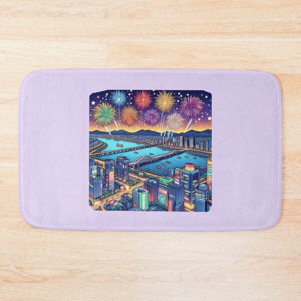 Item preview, Han River Fireworks – 3D Cute Comic Sketch ,  designed and sold by PaintMeWorld.