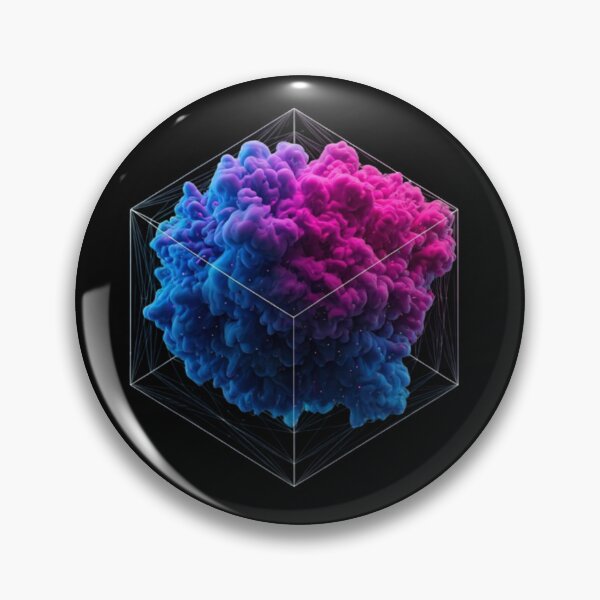 Item preview, Futuristic Polygonal Cube with Flowing Neon Particles – Abstract 3D Wireframe Design in Blue and Magenta designed and sold by PixelVibe782.