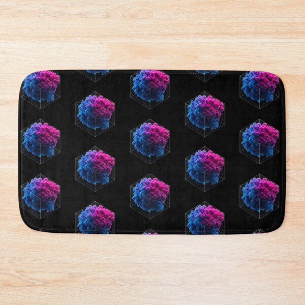 Item preview, Futuristic Polygonal Cube with Flowing Neon Particles – Abstract 3D Wireframe Design in Blue and Magenta designed and sold by PixelVibe782.