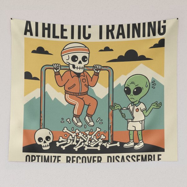 Item preview, Retro Skeleton Athletic Trainer T-Shirt | Optimize. Recover. Disassemble. | Dark Humor Fitness Gift designed and sold by LatestDesign95.