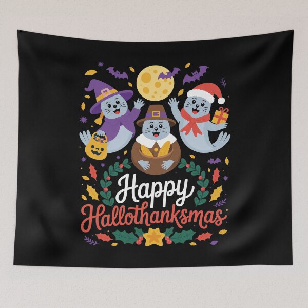 Item preview, Seal Thanksgiving Merry Christmas Happy Hallothanksmas Seal designed and sold by Gogetgiggles.