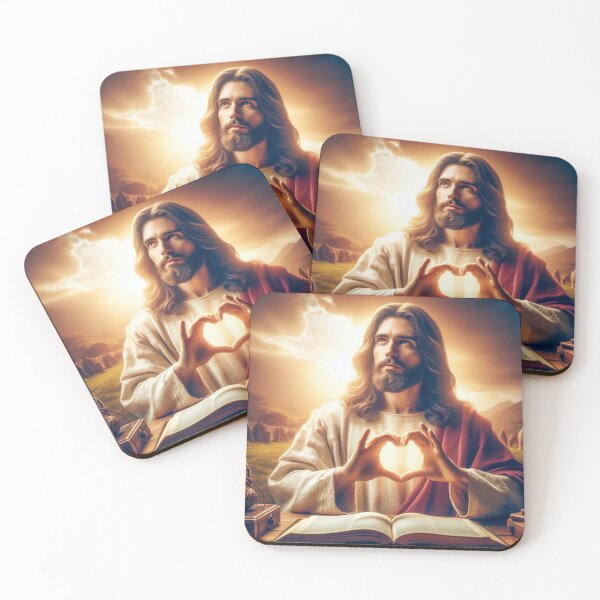 Item preview, Jesus with Heart hands and bible designed and sold by JesusClub.