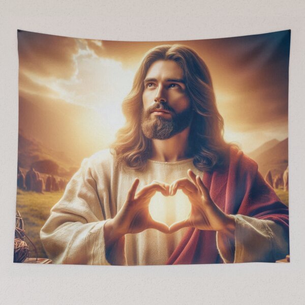 Item preview, Jesus with Heart hands and bible designed and sold by JesusClub.