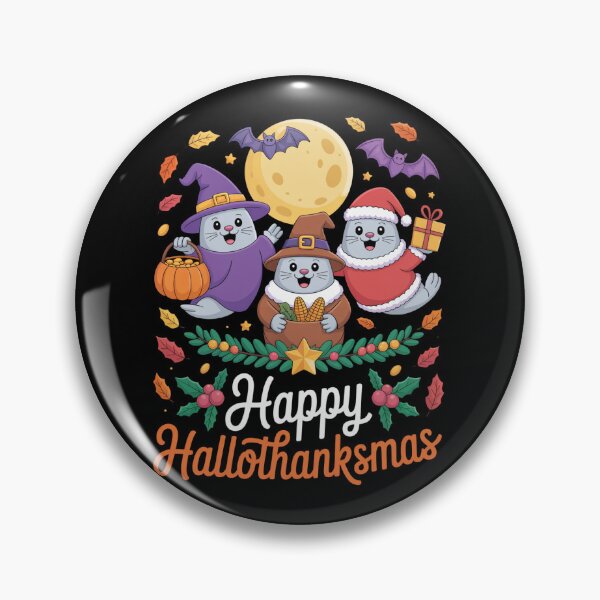 Item preview, Seal Thanksgiving Merry Christmas Happy Hallothanksmas Seal designed and sold by Gogetgiggles.