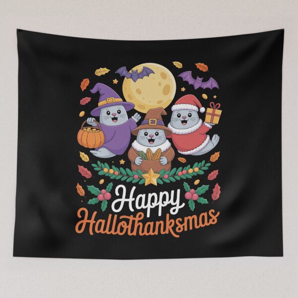 Item preview, Seal Thanksgiving Merry Christmas Happy Hallothanksmas Seal designed and sold by Gogetgiggles.