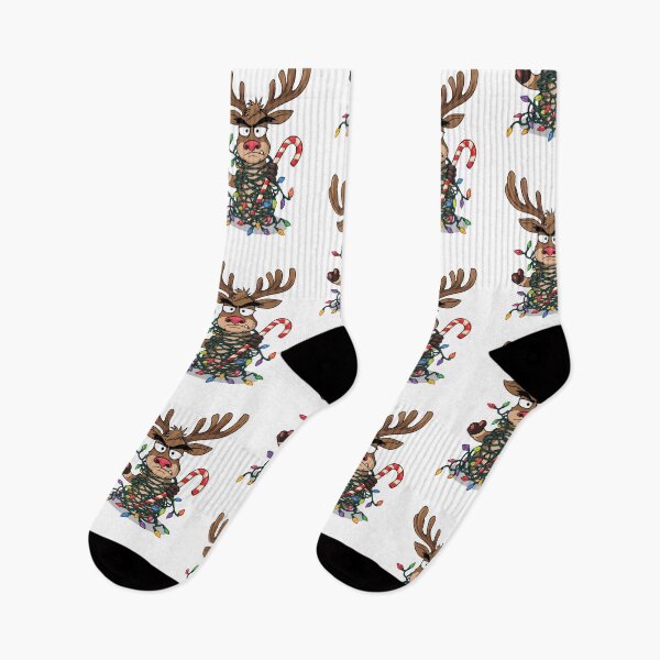 Item preview, Grumpy reindeer wrapped in Christmas lights designed and sold by StormArte.