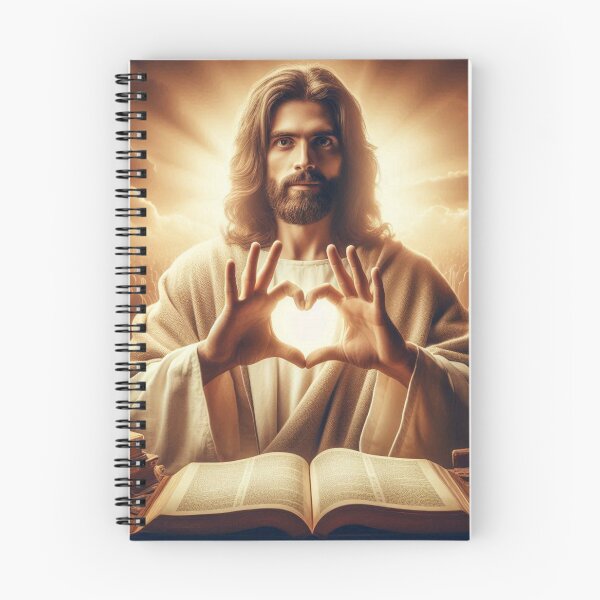 Item preview, Jesus with Heart hands and an open bible designed and sold by JesusClub.
