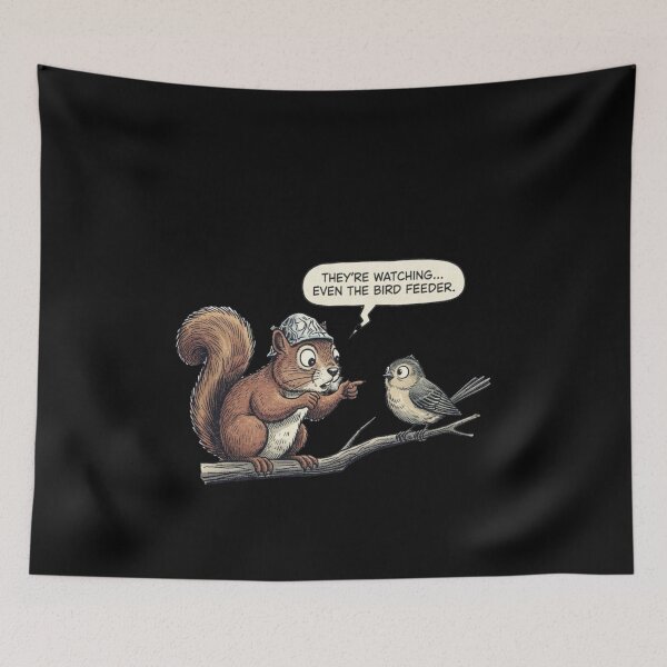 Item preview, Conspiracy Theorist Squirrel Comic  | Tinfoil Hat Squirrel Talking to Bird designed and sold by Whisky1111.