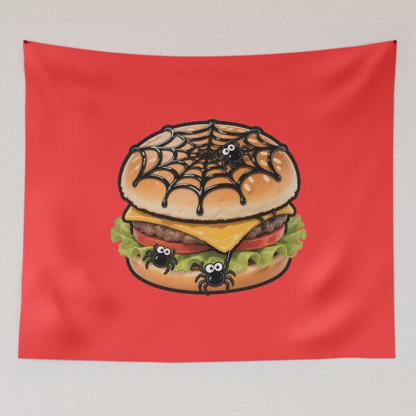 Item preview, Spiderweb Halloween Burger: Spooky Cute Foodie Cheeseburger designed and sold by petpuppymania.