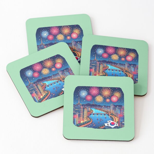 Item preview,  Han River Fireworks – 3D Cute Comic Sketch ,  designed and sold by PaintMeWorld.