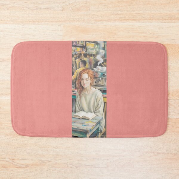Item preview, Redhead Enjoys Coffee & Book In Busy Cafe By Merch, Limited Edition designed and sold by JERICHOALBERT2.