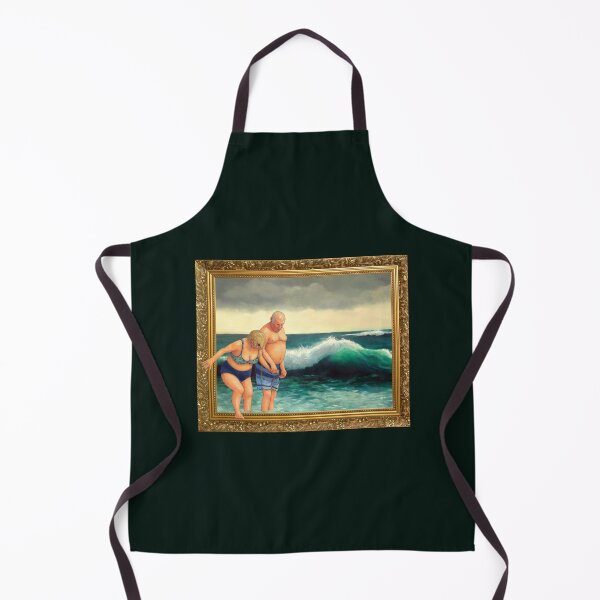 Item preview, Older Couple Stepping out of Seascape Painting, Humorous Illustration designed and sold by JoyfulWhimsy.