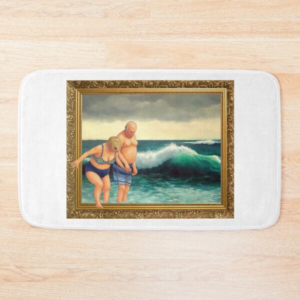 Item preview, Older Couple Stepping out of Seascape Painting, Humorous Illustration designed and sold by JoyfulWhimsy.