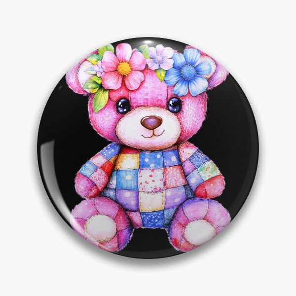 Item preview, Chibi Style Pink Teddy Bear With Charming Flowers designed and sold by DEC02.