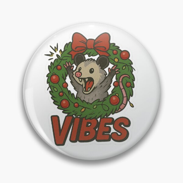 Item preview, Vibes — Opossum in Wreath (Festive Feral)  designed and sold by BadaBingBear.