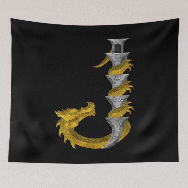 Item preview, Letter  J  of the Dragonfont Initial Capital Monogram (Dragon and Castle) designed and sold by Swabcraft.