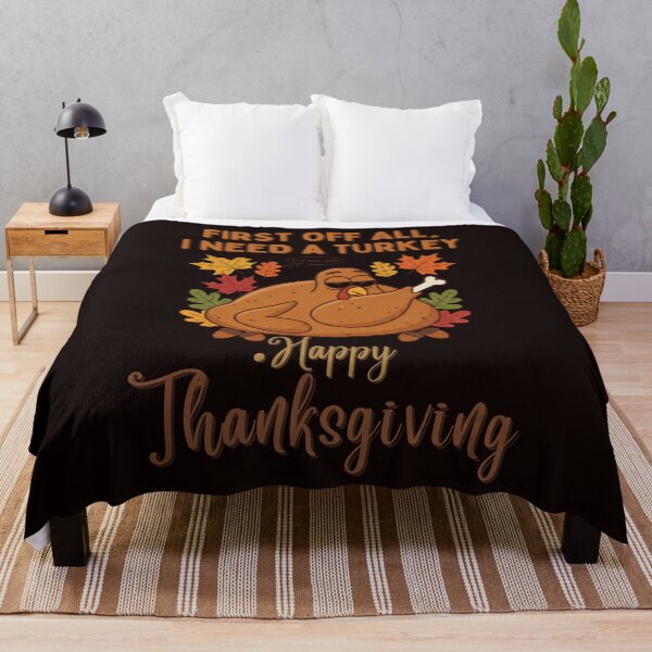 Artikelvorschau, First Off All, I Need a Turkey Funny Thanksgiving Cozy Holiday Humor Gifts | Mood Collection entworfen und verkauft von MojNetSerwis WWK.