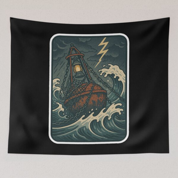Item preview, Fisherman Aesthetic – Storm Lantern Buoy – Vintage Nautical Art | Stormy Seas designed and sold by JacobKAurumhead.