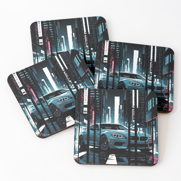 Item preview, B.W M6 Power of the 6 series coupe, street racing vibe, high contrast neon cyberpunk city 6 designed and sold by Neon G.