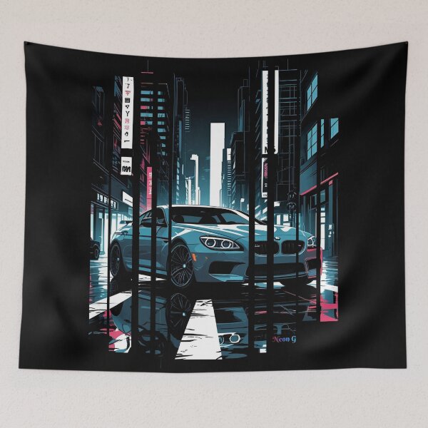 Item preview, B.W M6 Power of the 6 series coupe, street racing vibe, high contrast neon cyberpunk city 6 designed and sold by Neon G.