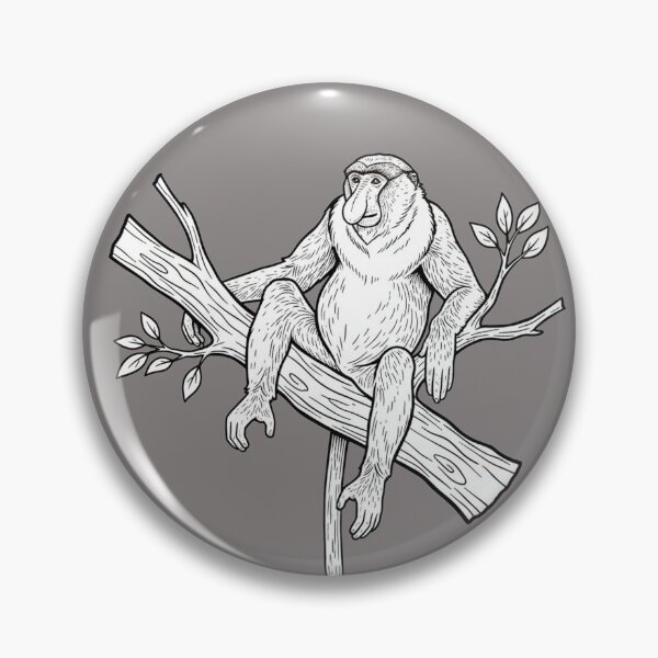 Item preview, Proboscis Monkey on a Branch – Monochromatic Line Art Drawing designed and sold by Wild-way Art.