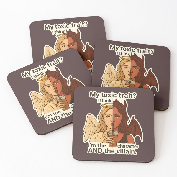 Item preview, My Toxic Trait Quote - Angel and Devil Coffee Girl Design designed and sold by BumbleVee ☀️.