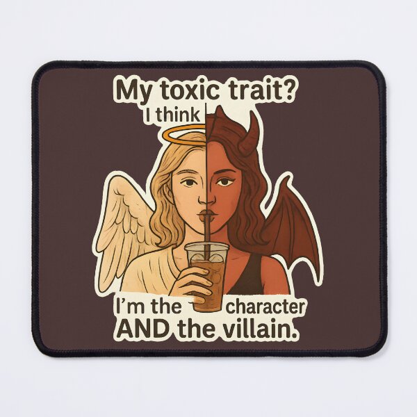 Item preview, My Toxic Trait Quote - Angel and Devil Coffee Girl Design designed and sold by BumbleVee ☀️.
