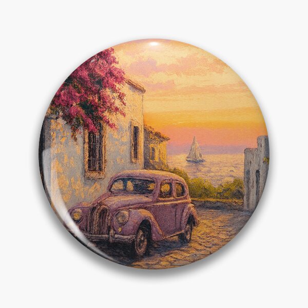 Item preview, Vintage Uruguay Travel Poster – Colonia del Sacramento Sunset Street with Classic Car designed and sold by CapyToon.