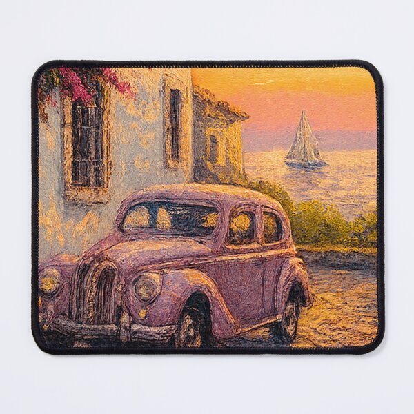 Item preview, Vintage Uruguay Travel Poster – Colonia del Sacramento Sunset Street with Classic Car designed and sold by CapyToon.