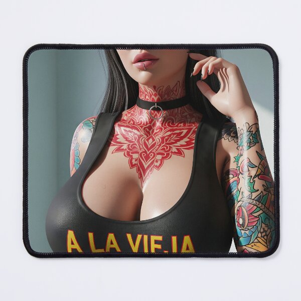 Item preview, Beautiful and sensual tattooed woman with glasses, inside a room. designed and sold by Federico Ayub.
