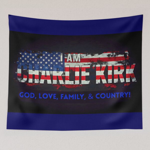 Item preview, I AM CHARLIE KIRK: GOD, LOVE, FAMILY & COUNTRY (Bold Blue Print) designed and sold by PatriotPrint.