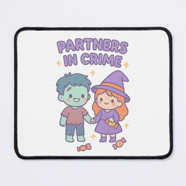 Item preview, Partners in Crime Cute Halloween Zombie and Witch Duo Illustration designed and sold by MujernDesignArt.