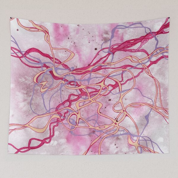 Item preview, Pink Purple Yellow Abstract Doodle Lines Neurographic Artwork designed and sold by Tezoodle Art.