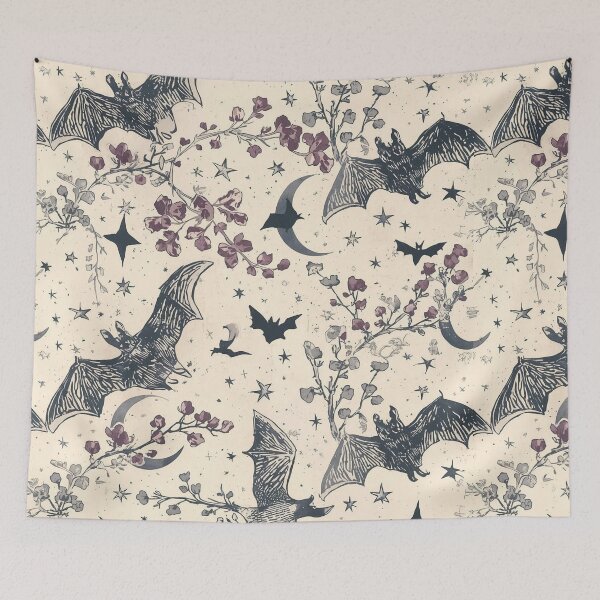 Item preview, Moonlit Bats – Cottagecore Halloween Pattern designed and sold by Deezyned.