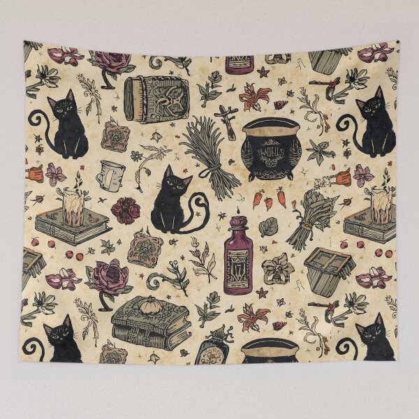 Item preview, Witch’s Pantry – Whimsical Cottagecore Halloween Pattern designed and sold by Deezyned.