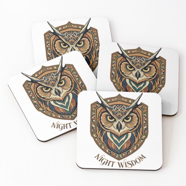 Item preview, Night Wisdom Owl Geometric Art - Tribal Stained Glass Owl Head designed and sold by ATLAS SOUL.