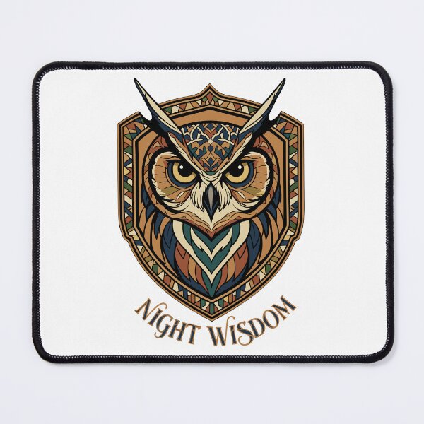 Item preview, Night Wisdom Owl Geometric Art - Tribal Stained Glass Owl Head designed and sold by ATLAS SOUL.