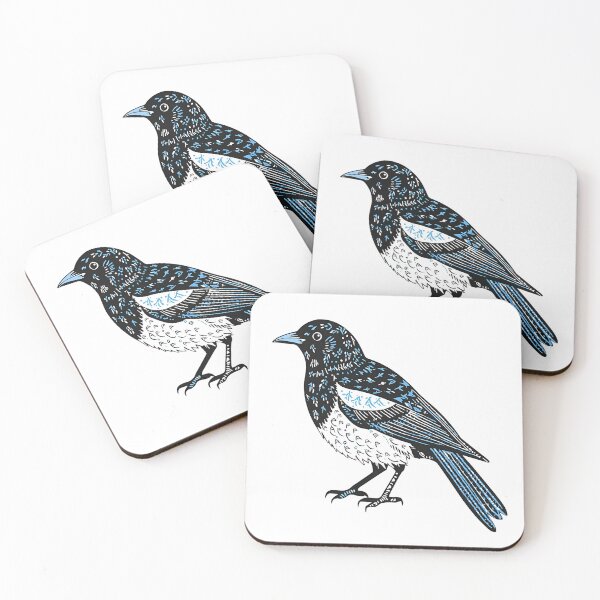 Item preview, Polish Folk Art Magpie – Black and Blue Paper Cut Bird Design designed and sold by AmberWit.