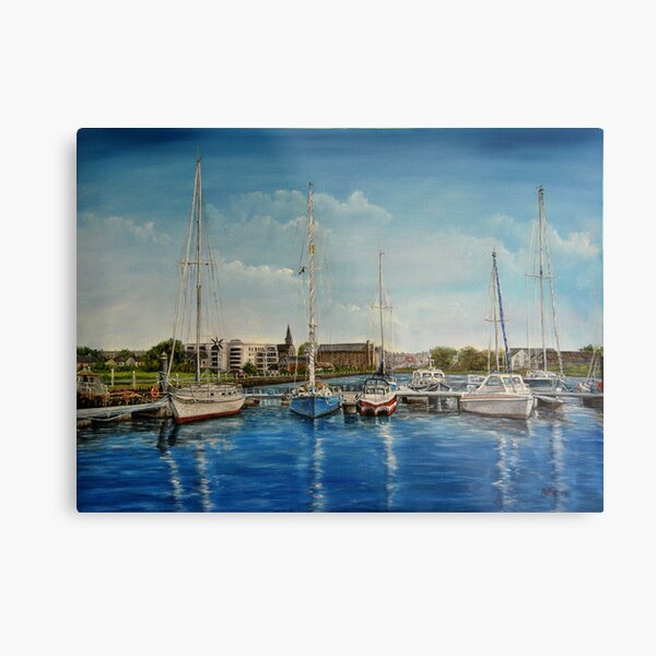 "View of Kilrush from the Marina" - oil painting Metal Print